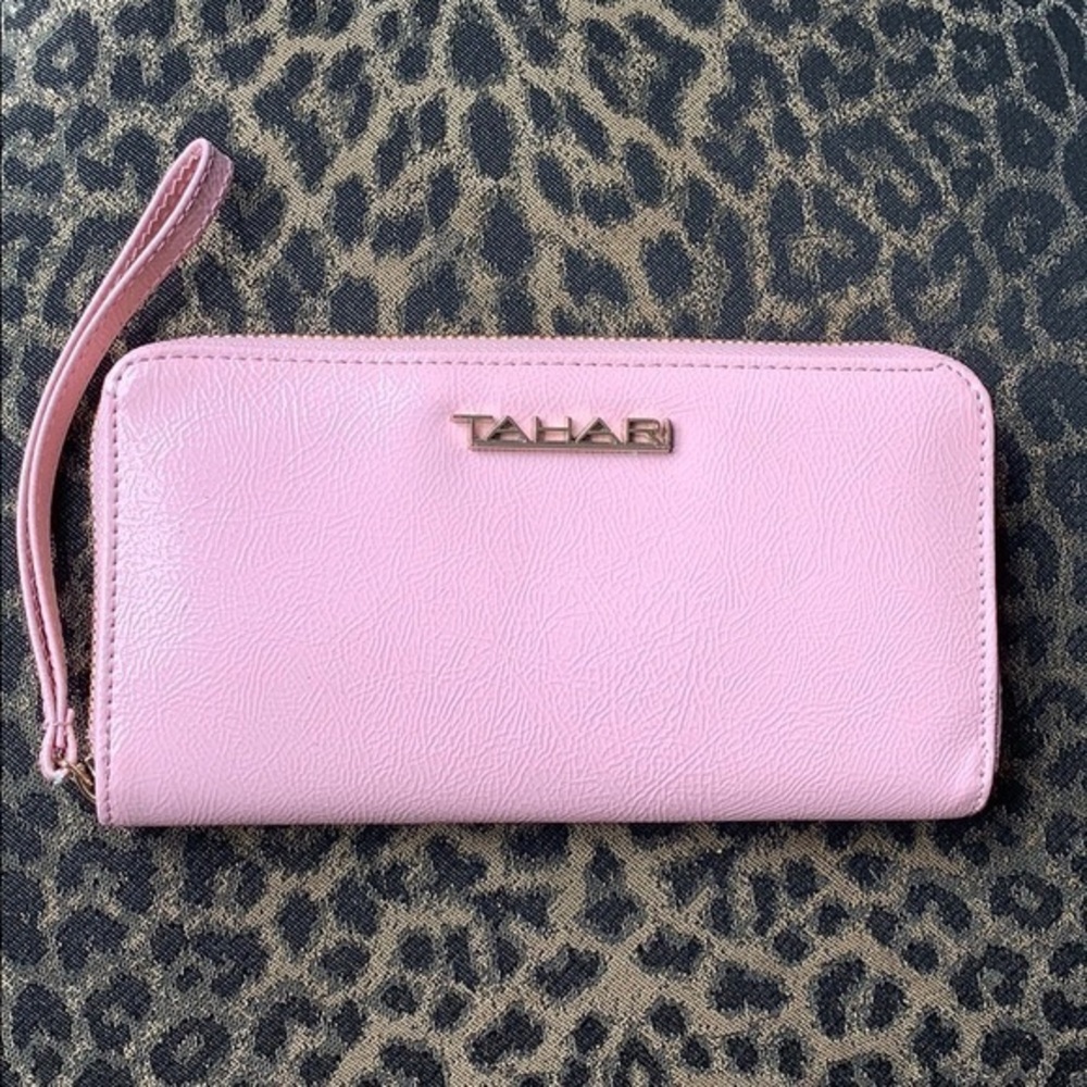 Tahari pink wristlet/wallet